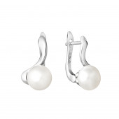 Cercei perle naturale albe de argint cu tortita DiAmanti SK19369EL-W-G